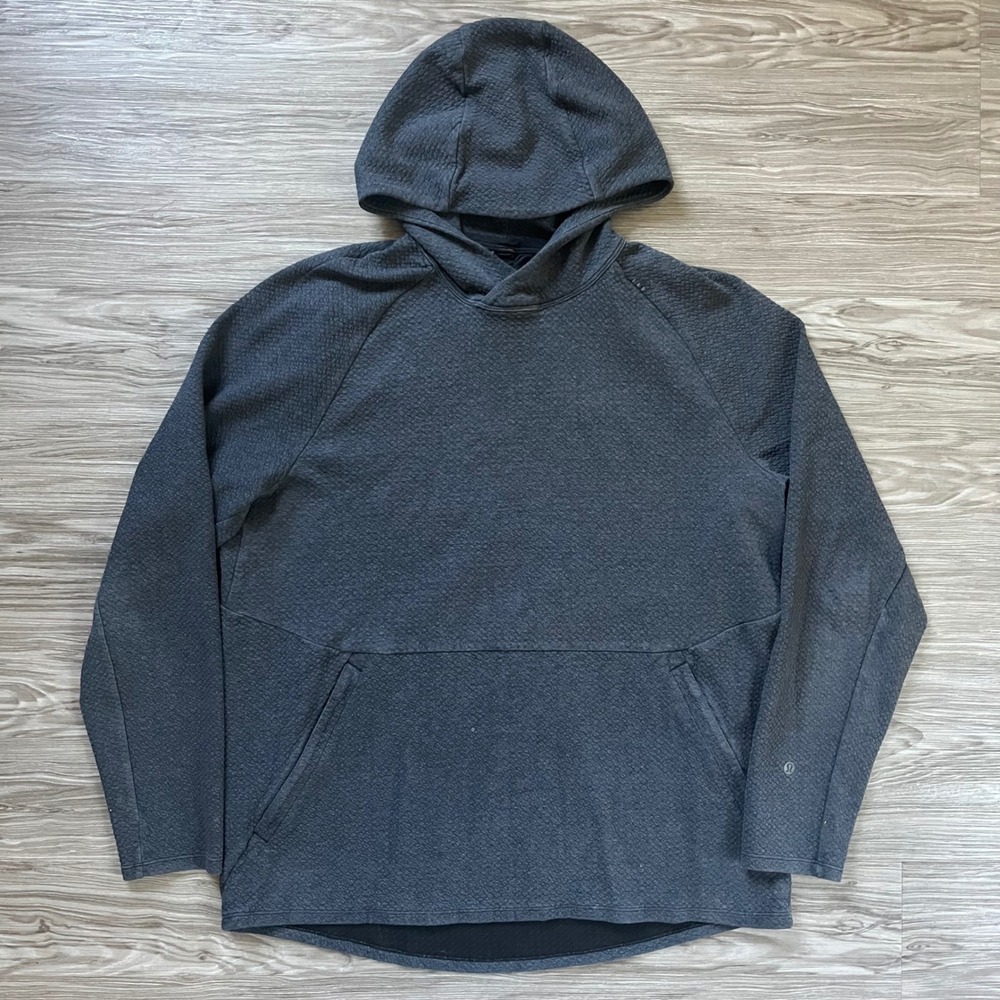 Lululemon At Ease Hoodie Mens XL Grey Textured Jacquard Pullover Sweatshirt